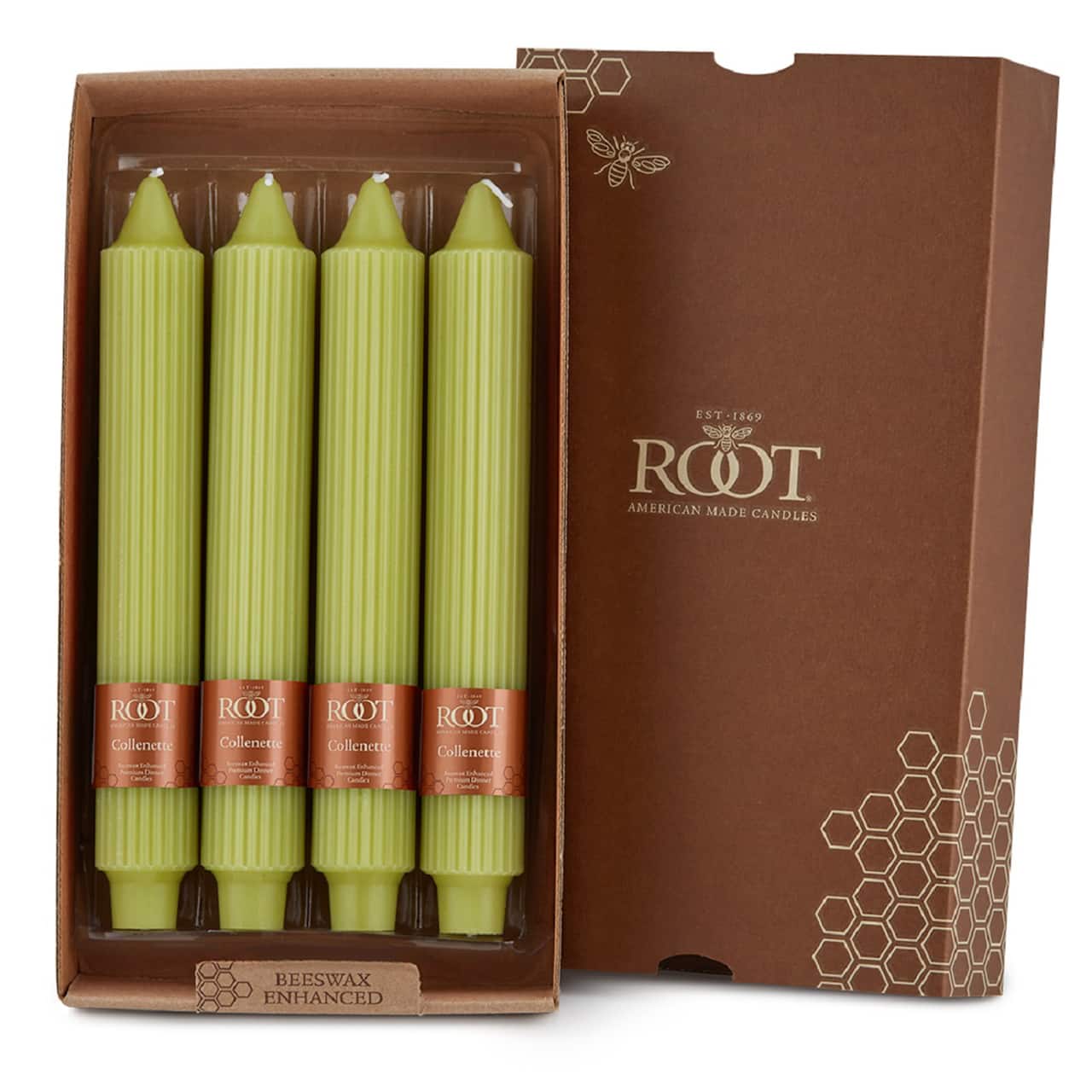 Root Candles 9" Unscented Grecian Collenette Taper Candles, 4ct.